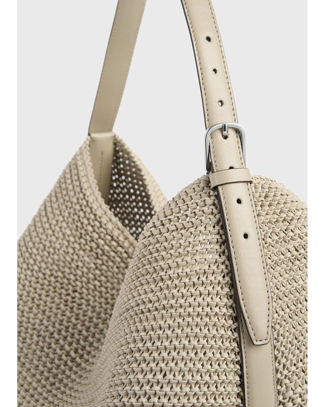 Totême  Natural Totême Woven Buckle-Fastened Tote Bag