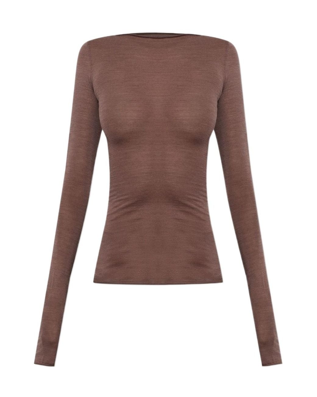 Rick Owens Brown Fitted Long Sleeve Top