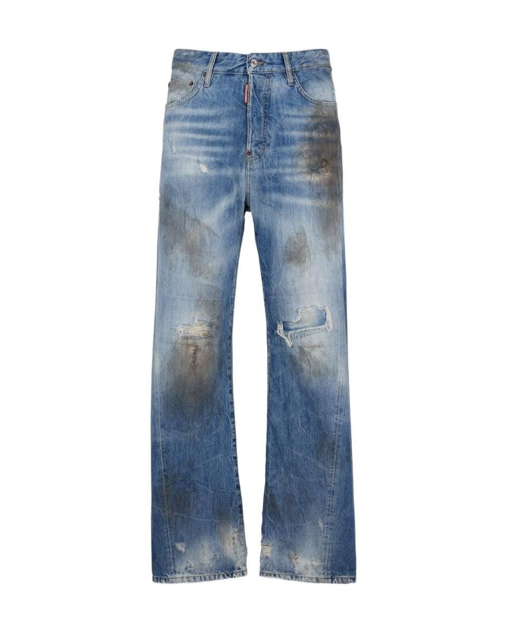 DSquared² Blue Light Dirty Wash Loose Twist Jeans for men