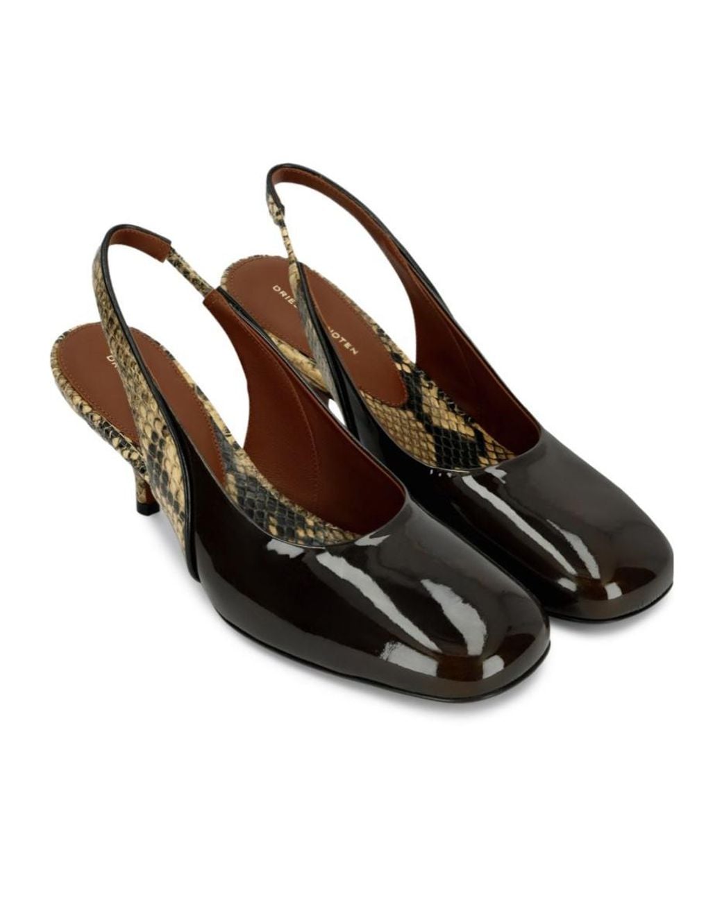 Dries Van Noten Metallic Slingback Heeled Pumps