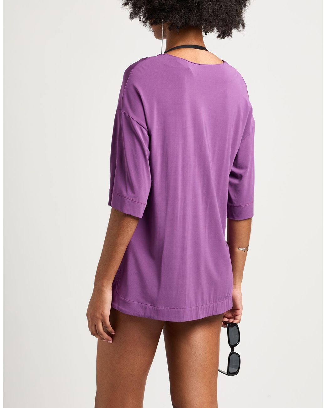 Max Mara Purple Comfortable Solid Color Stretch T-Shirt