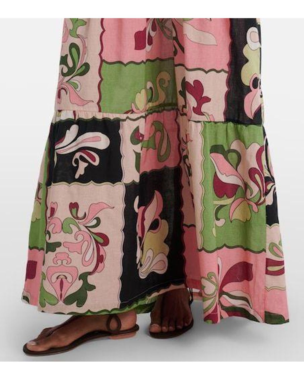 Adriana Degreas Multicolor Printed Off-Shoulder Cotton Maxi Dress
