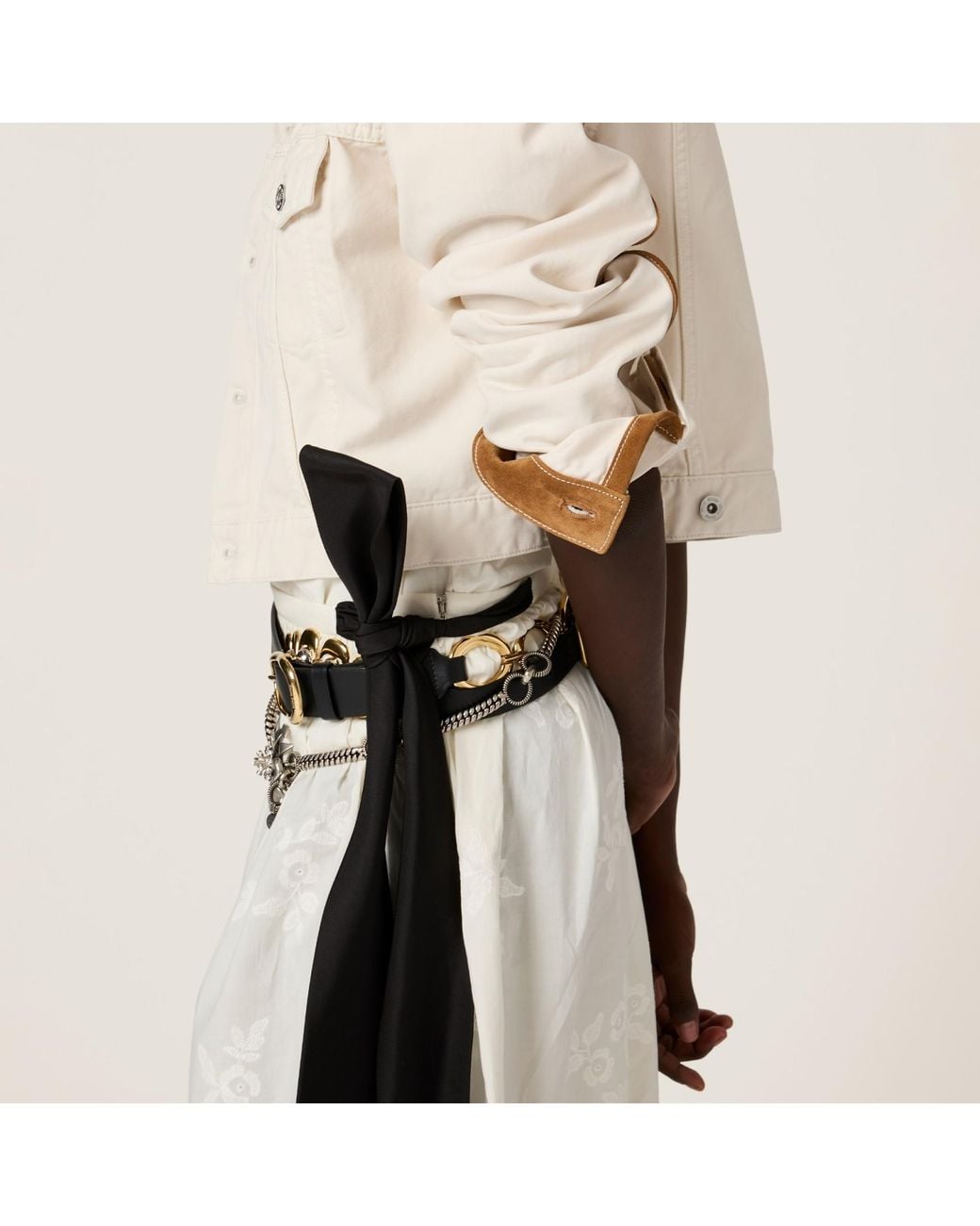 Miu Miu White Cropped Denim Jacket