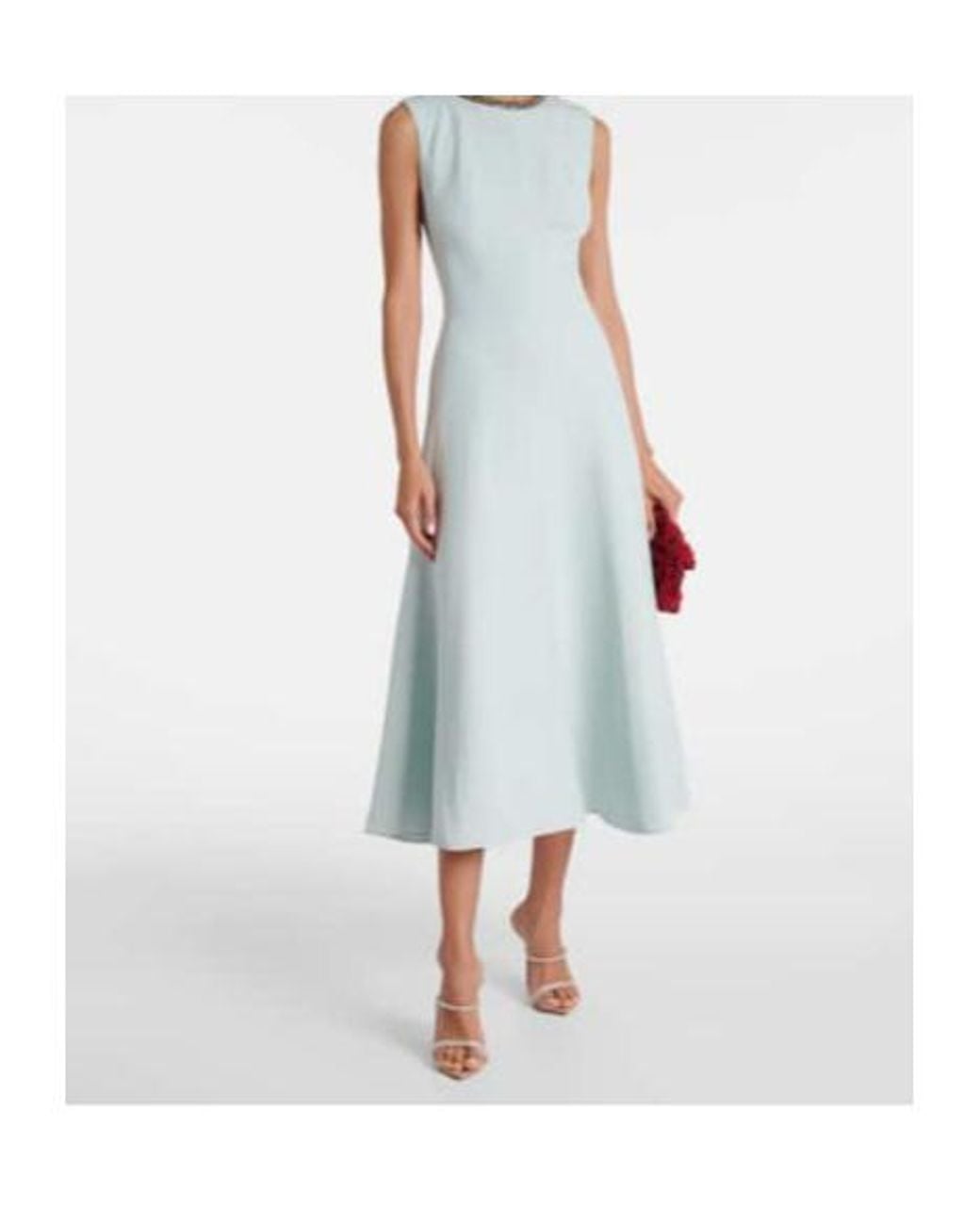 Roland Mouret Blue Embellished Wool And Silk Midi Dress