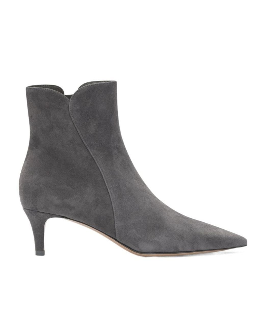 Gianvito Rossi Gray Pointed-Toe Ankle Boots