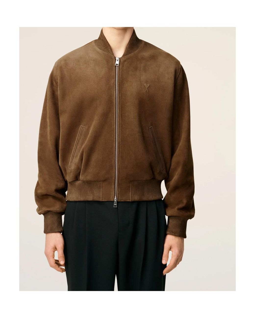 AMI Brown Ami Goat Suede Jacket for men