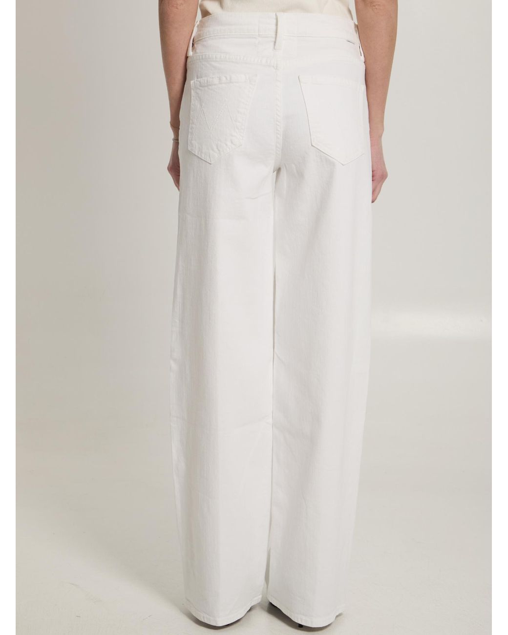 Mother White Rerun Zip Sneak Jeans Cotton; Elastane
