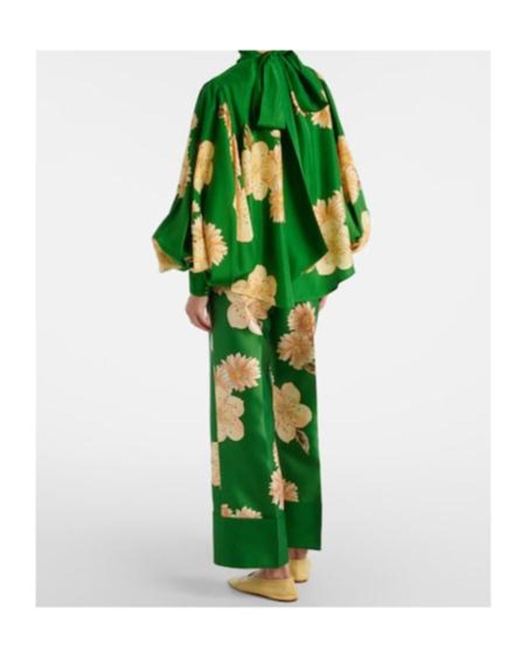 ALÉMAIS Green Sage Floral Silk Blouse
