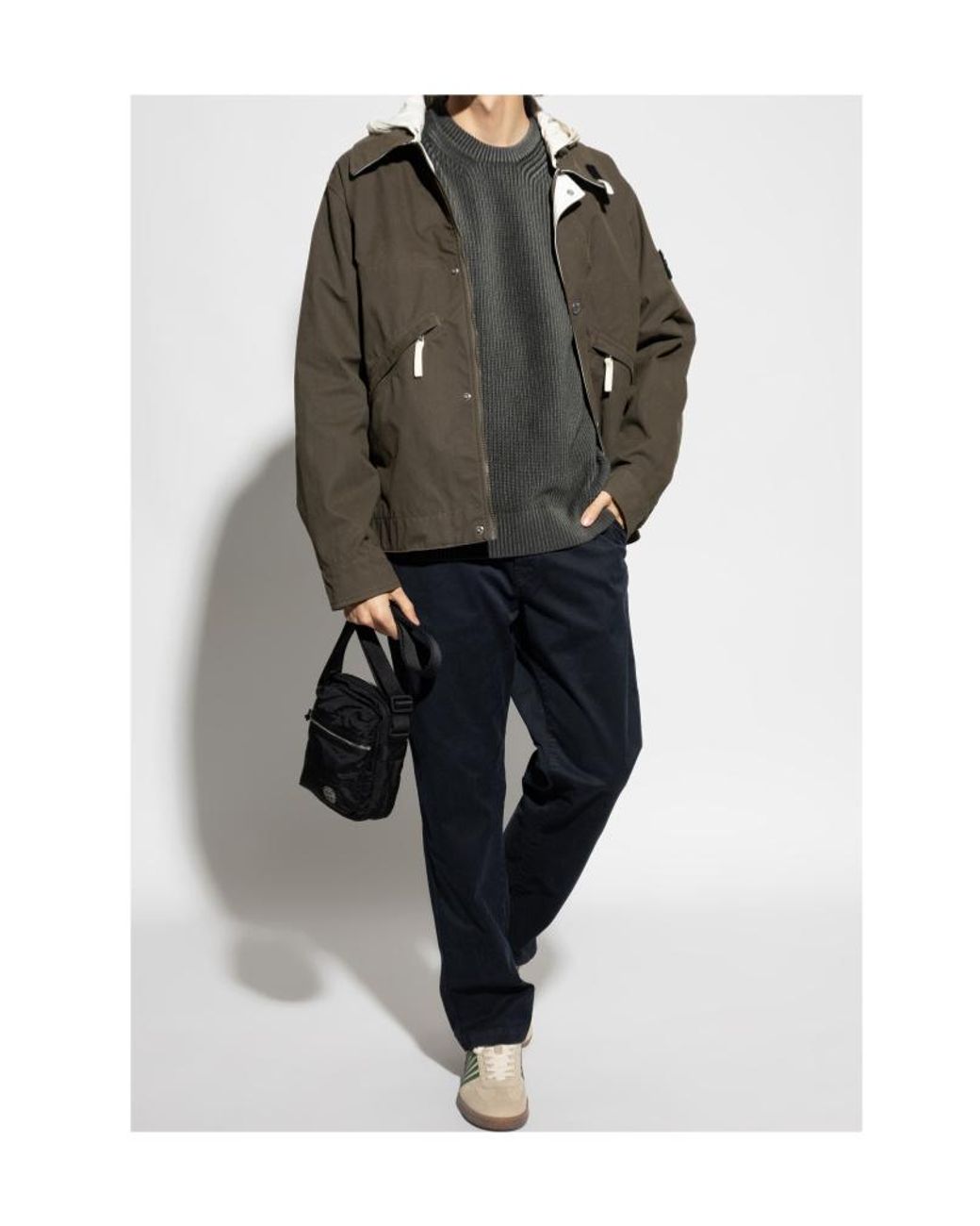 Stone Island Gray Logo Patch Knitted Jumper for men