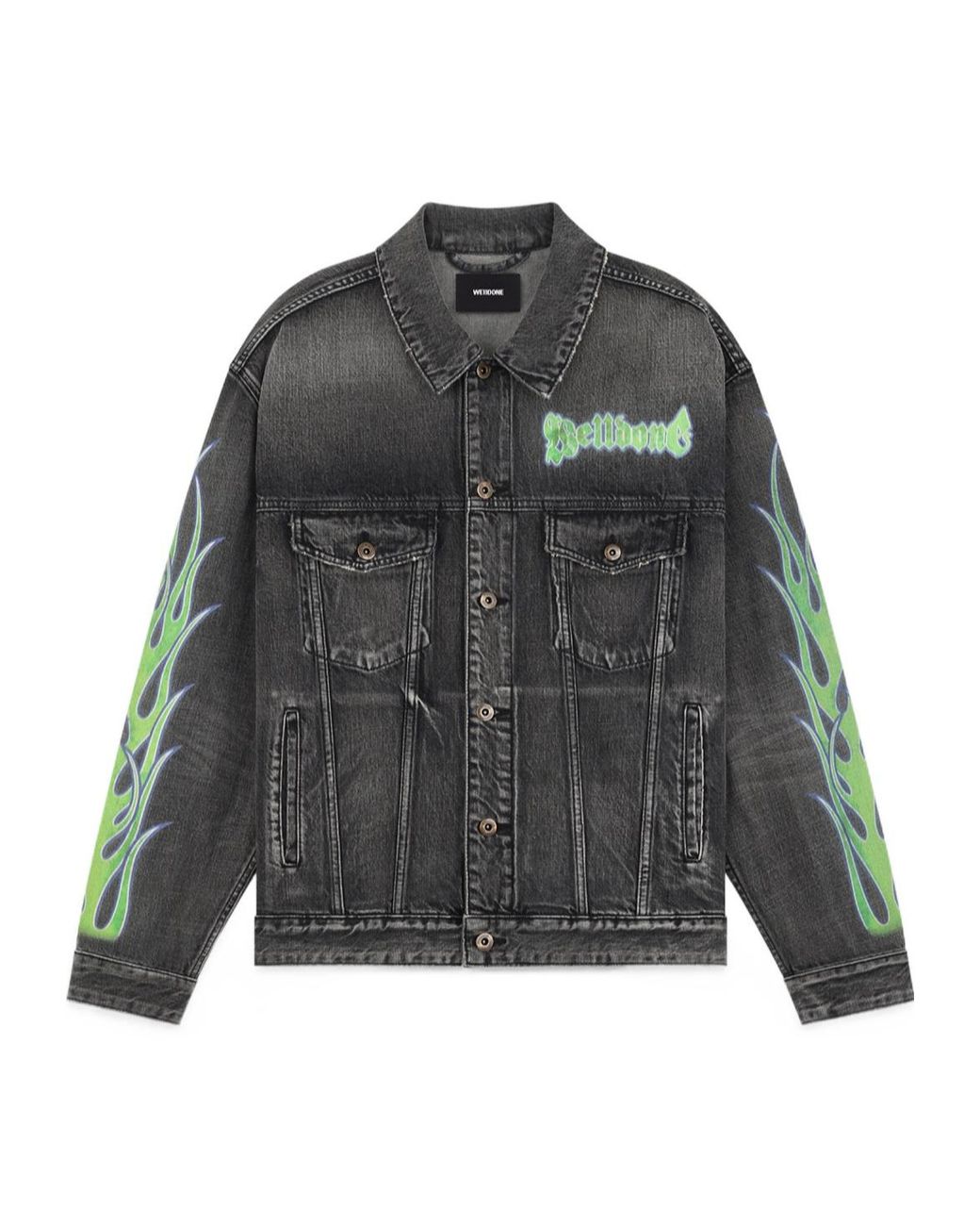 we11done Gray Flame Micro-Label Denim Jacket for men