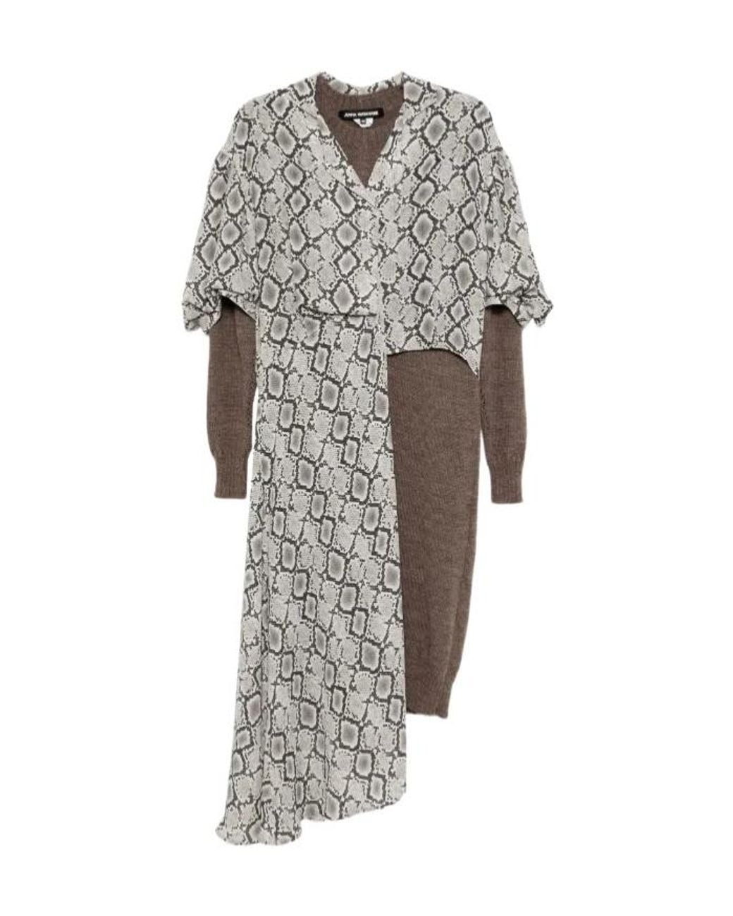 Junya Watanabe Gray All-Over Graphic Print Dress