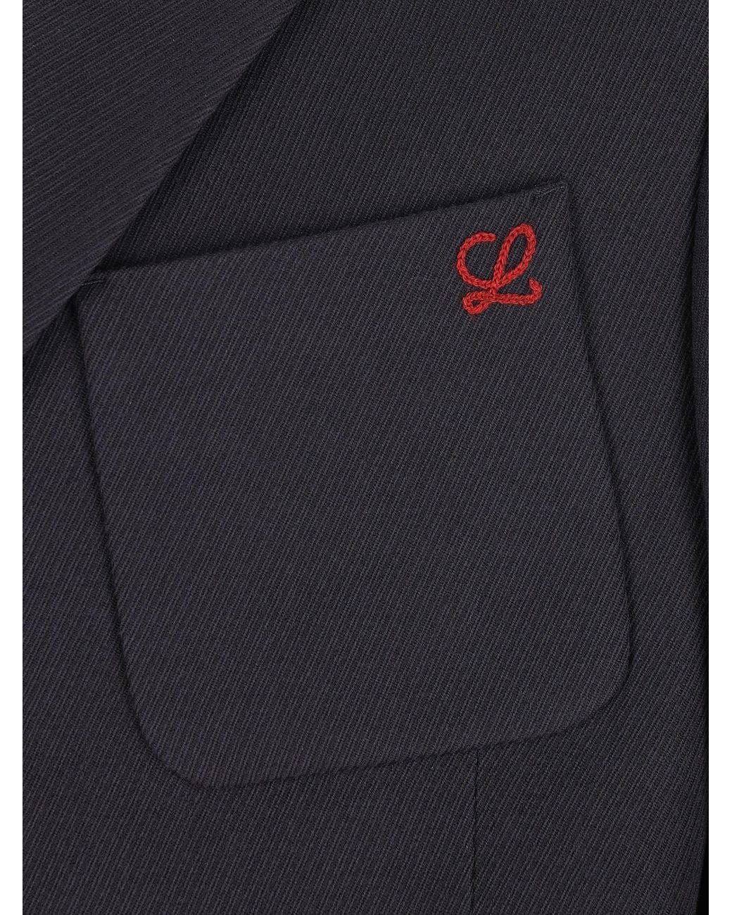 Loewe Blue Anagram Embroidered Single-Breasted Jacket for men