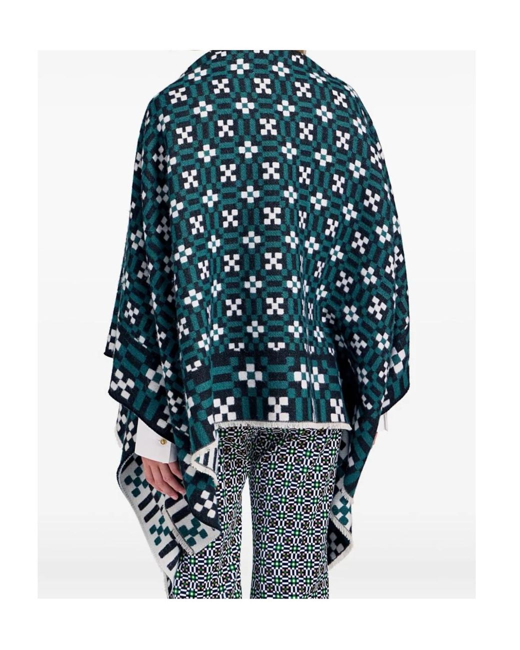 LaDoubleJ Blue Geometric-Pattern Cape