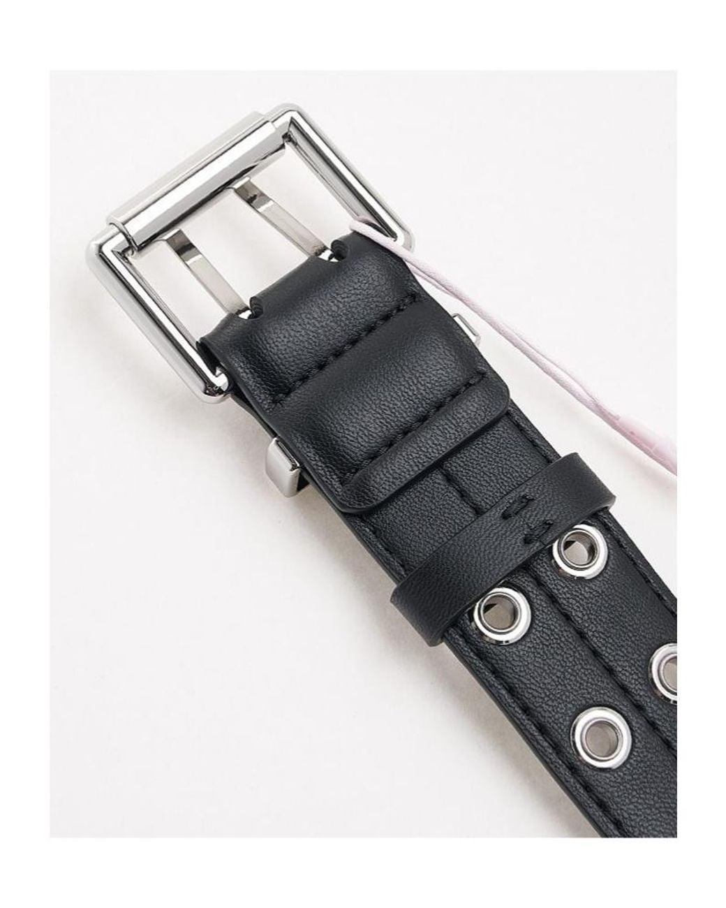 Ganni White Double-Eyelet Belt