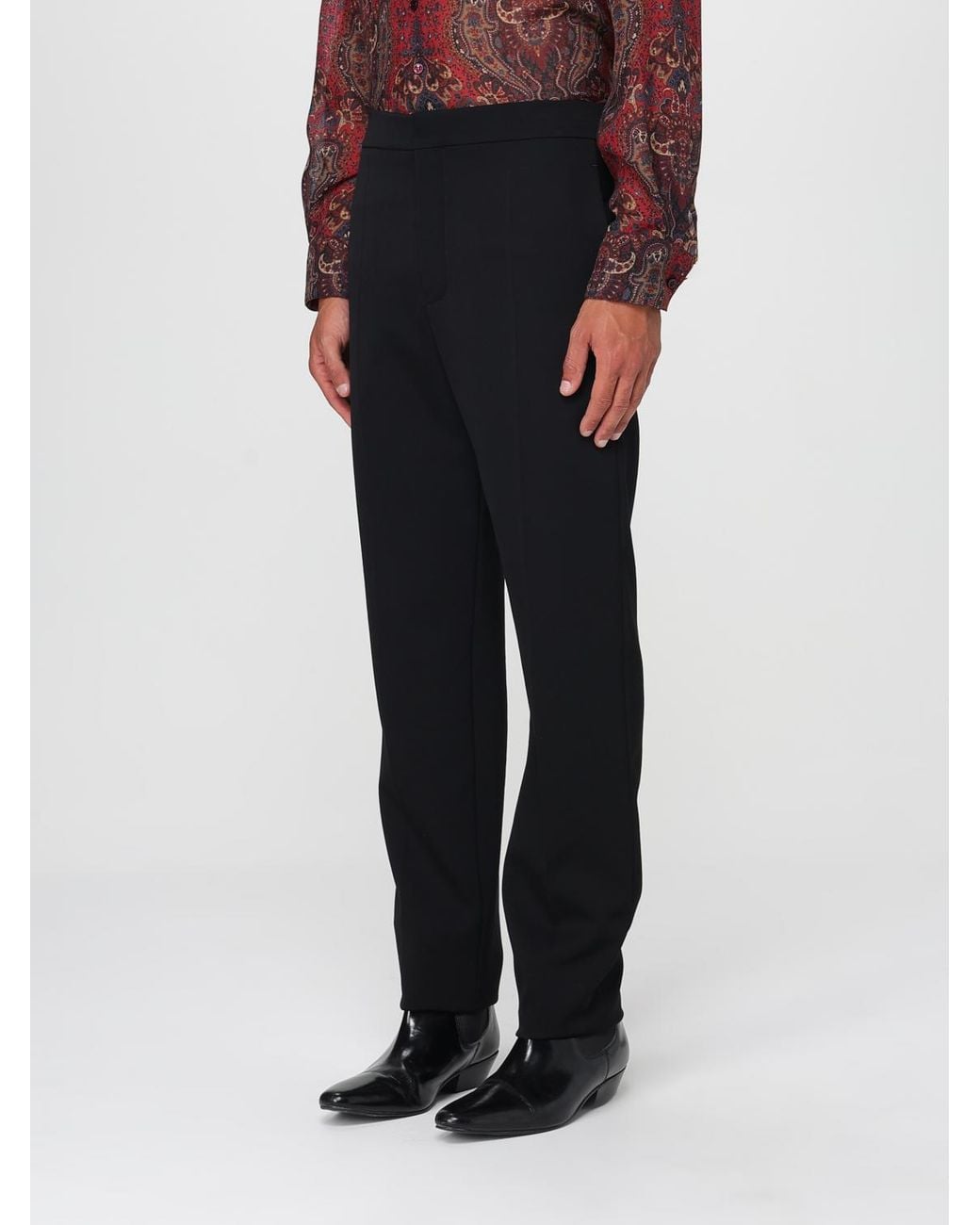 Saint Laurent Black Mid-Rise Slim-Fit Pants for men