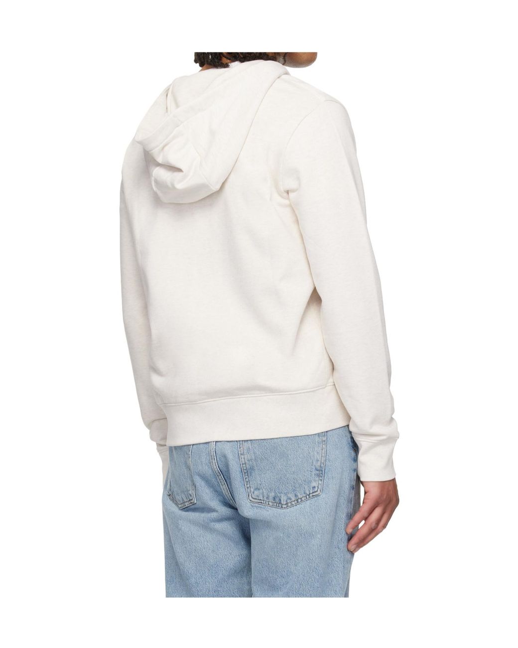 Boss White Tonal Logo Zip-Up Hoodie for men