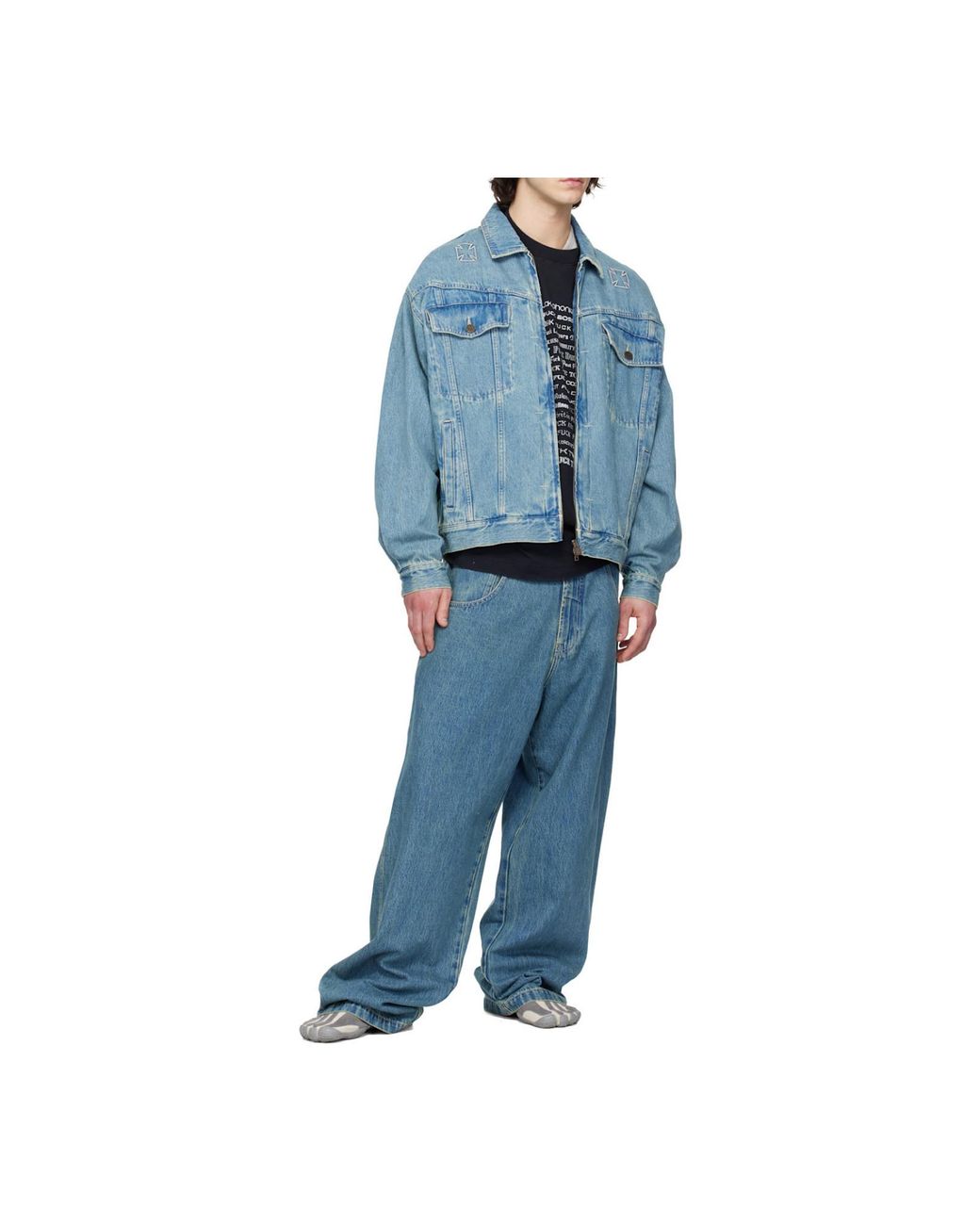 Vetements Blue Logo-Print Denim Jacket for men