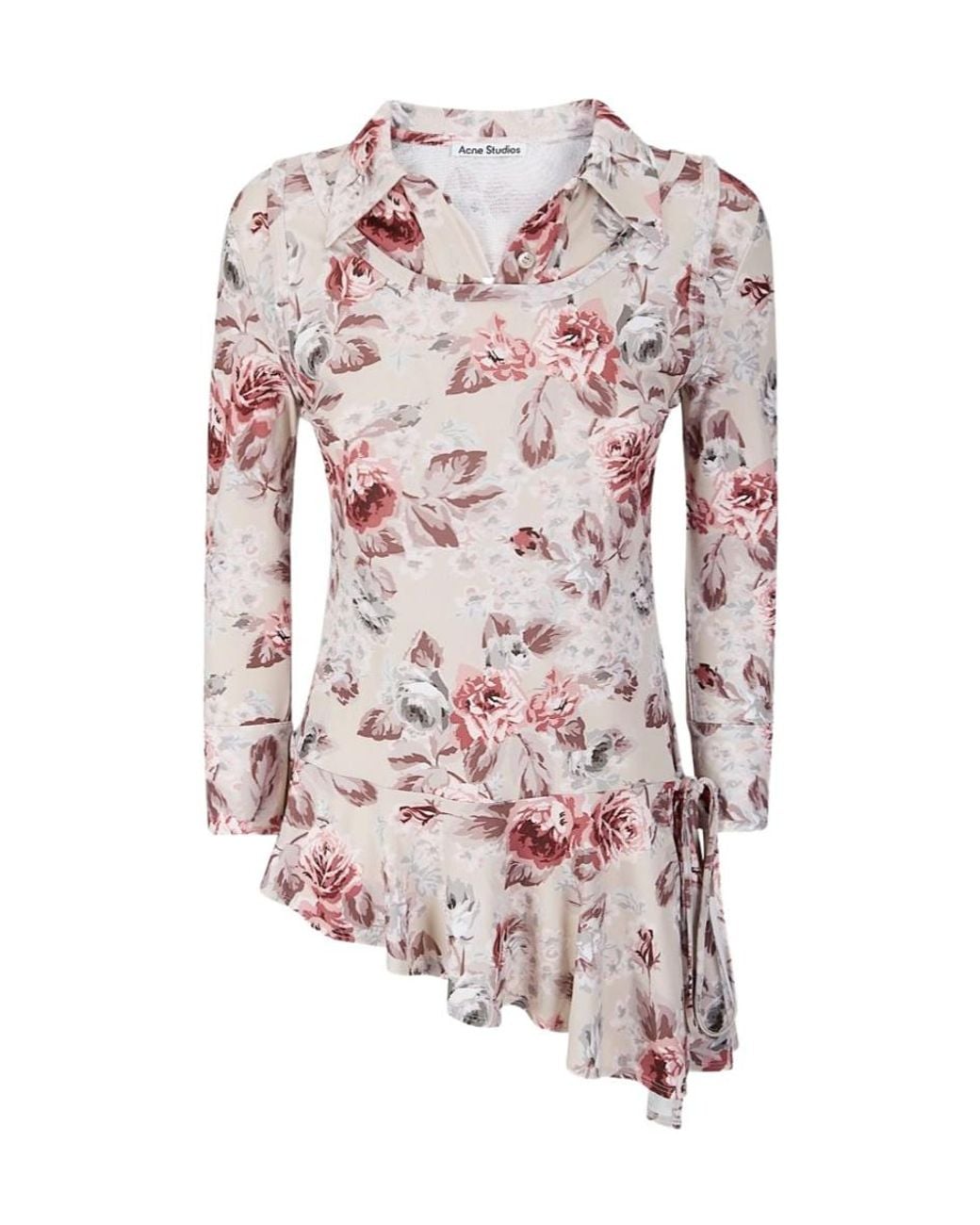 Acne Pink Floral Printed Asymmetric Blouse