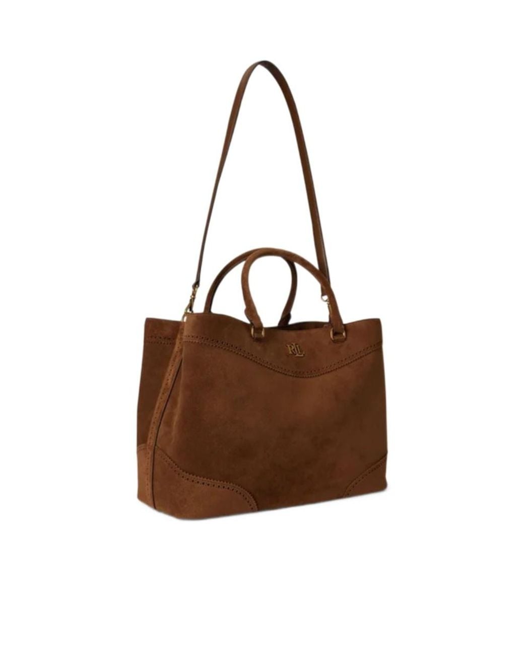 Ralph Lauren Brown Large Marcy Suede Tote Bag
