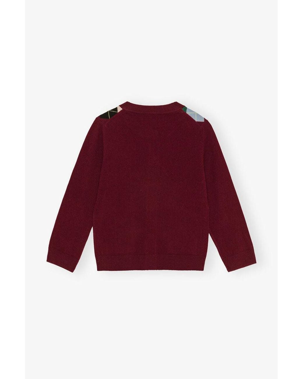 Ganni Red Check Cardigan