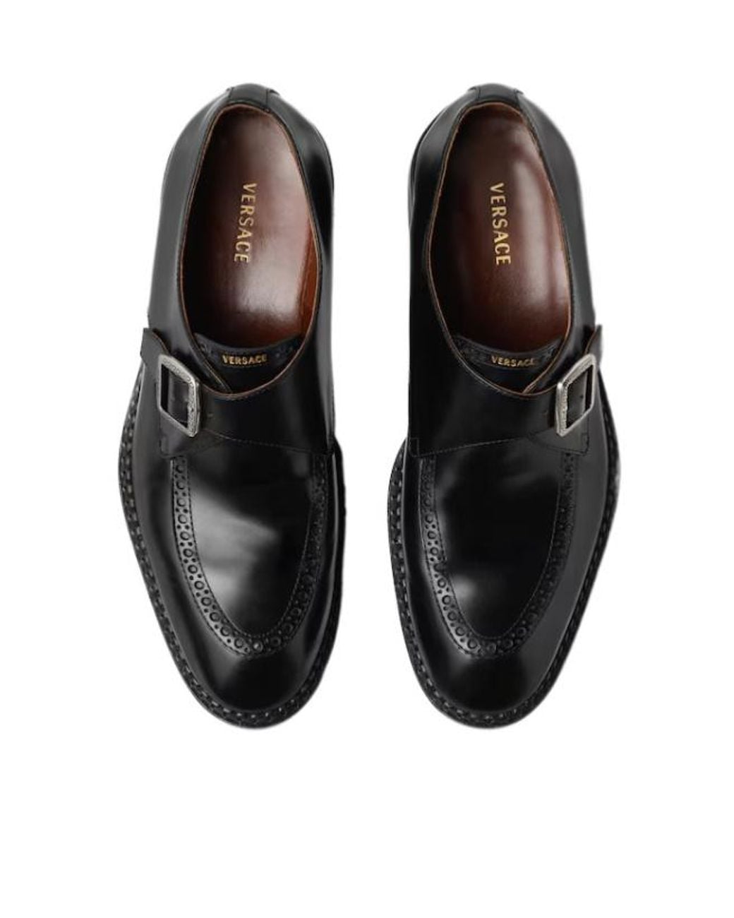 Versace Black Buckled Monk Shoes for men