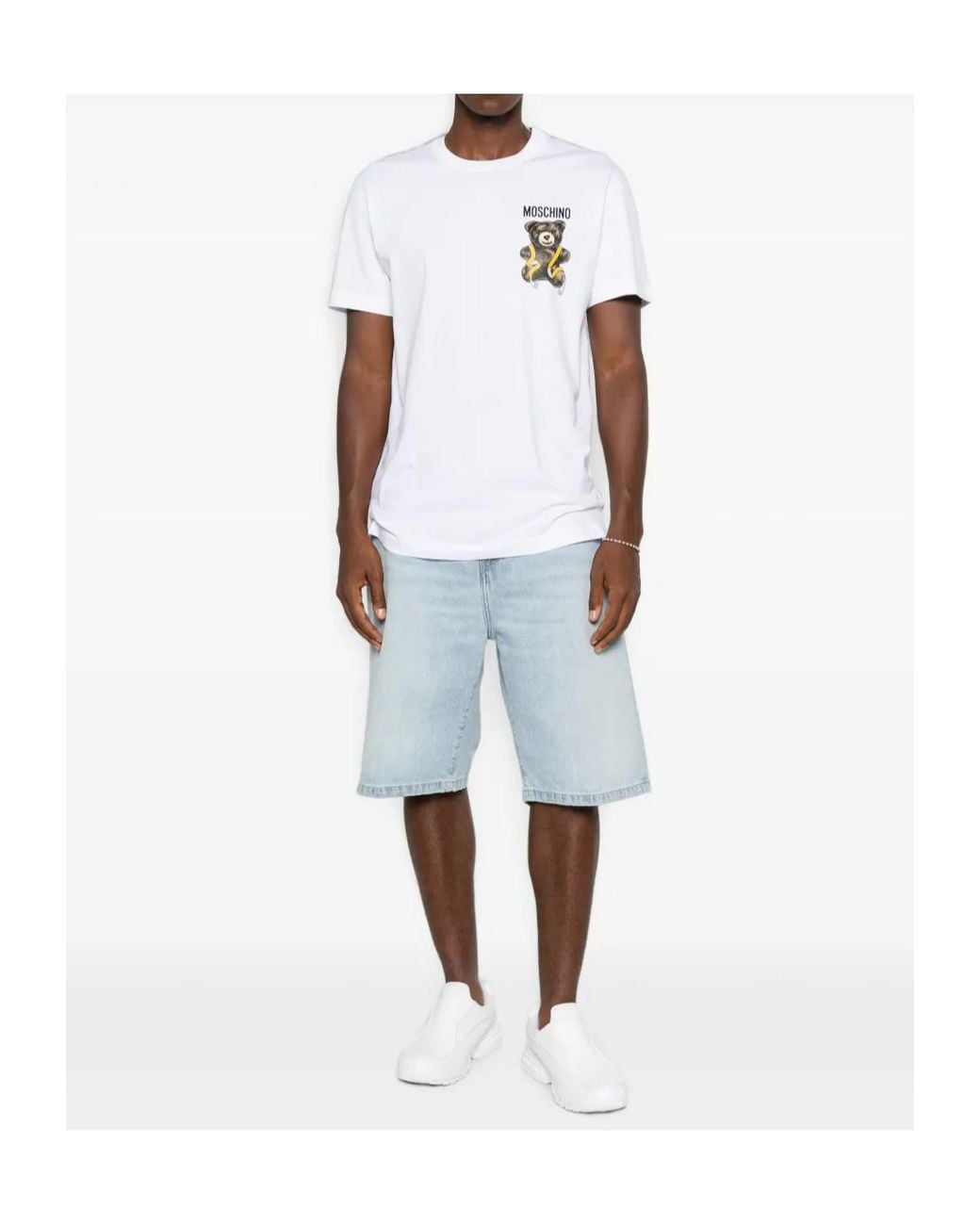 Moschino White Teddy Bear Logo-Print T-Shirt for men