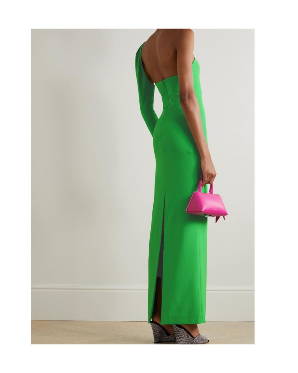 Solace London Green Saren One-Shoulder Maxi Dress