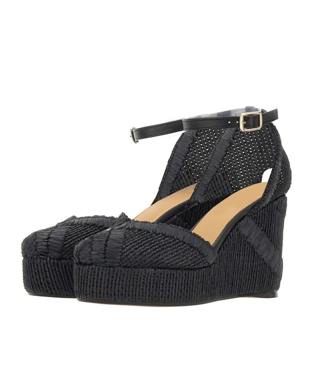 Castaner Black Charmie Ankle-Strap Platform Espadrilles