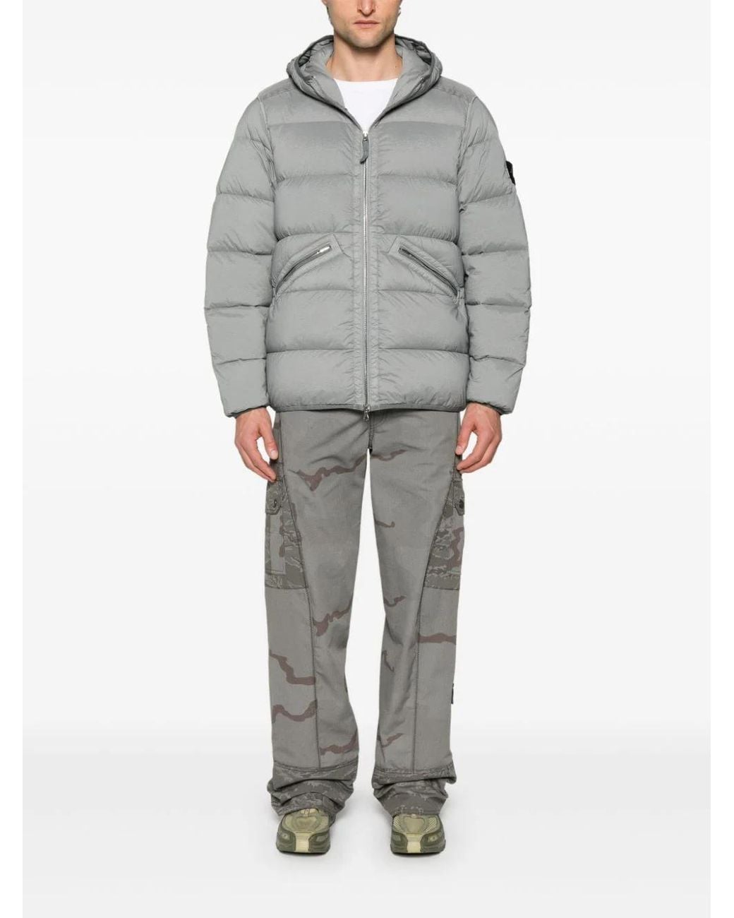 Stone Island Gray Giubbotto Vera Piuma Rds for men