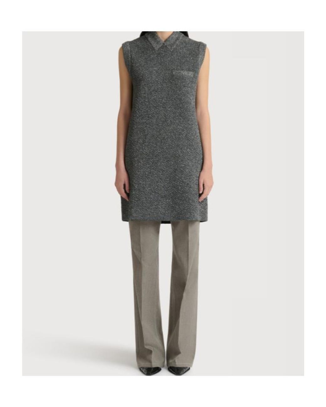 Marni Gray Wool Mini Dress With Lurex Detailing