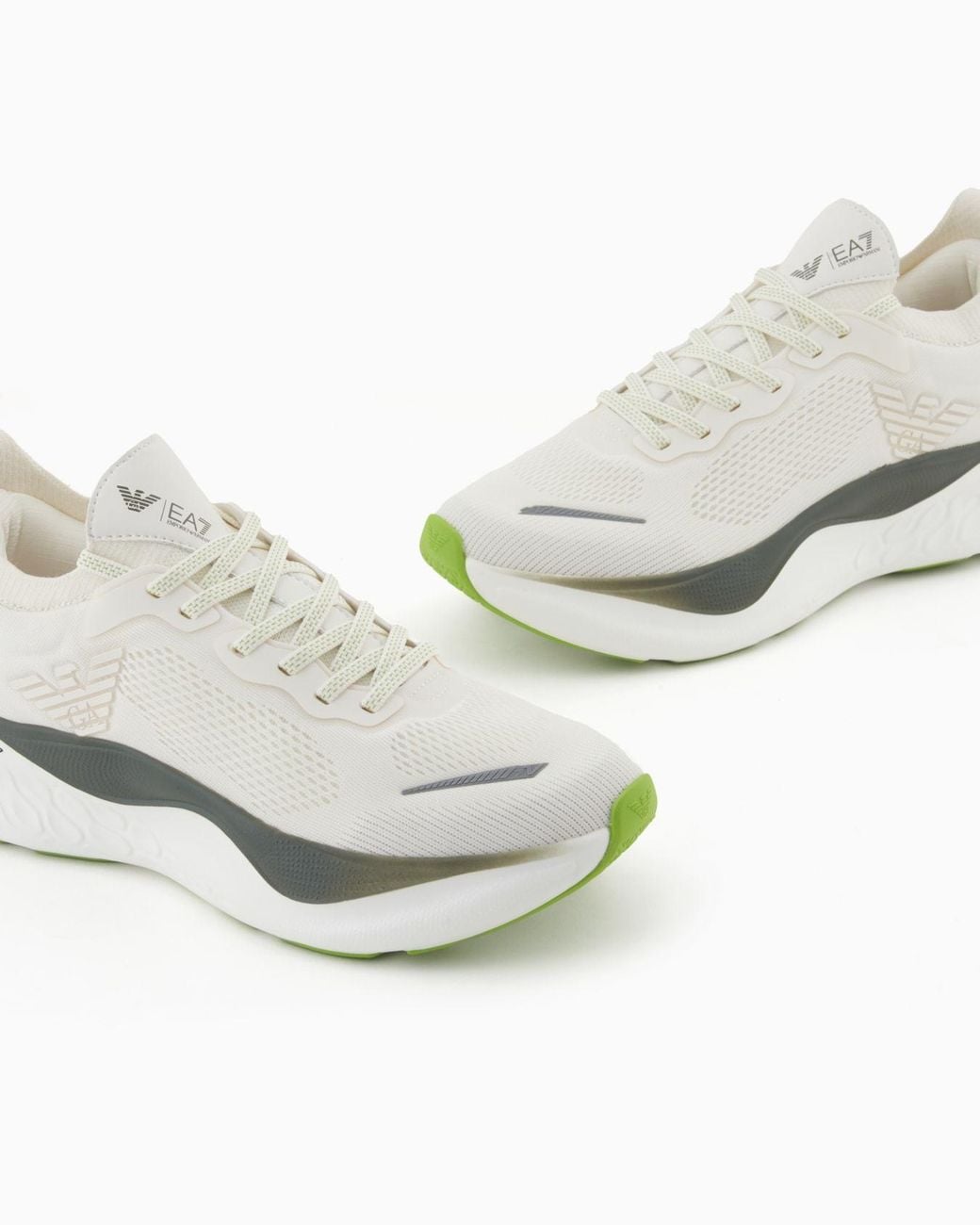 EA7 White Logo Printed Lace-Up Sneakers for men