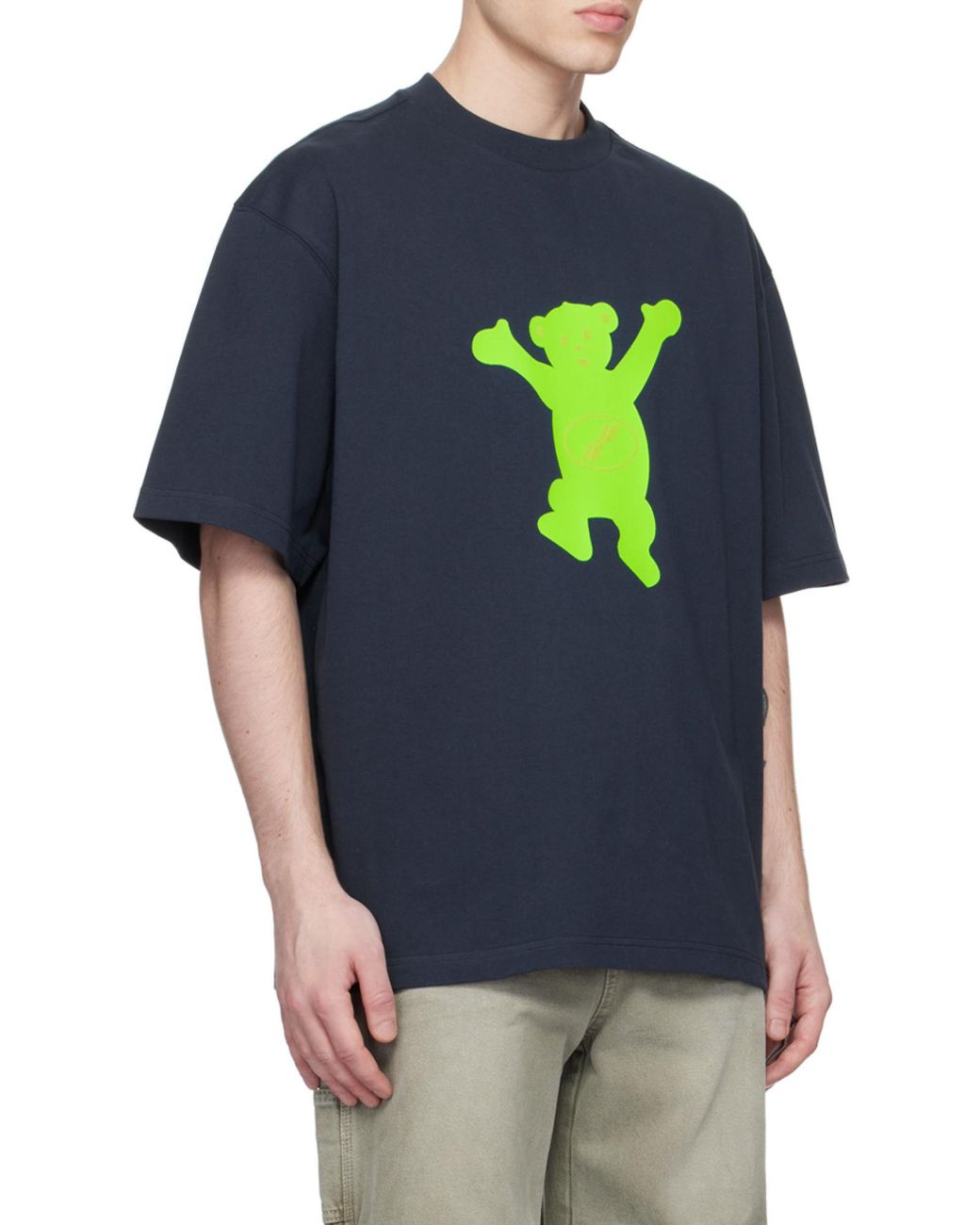we11done Blue Graphic-Print Oversized T-Shirt for men