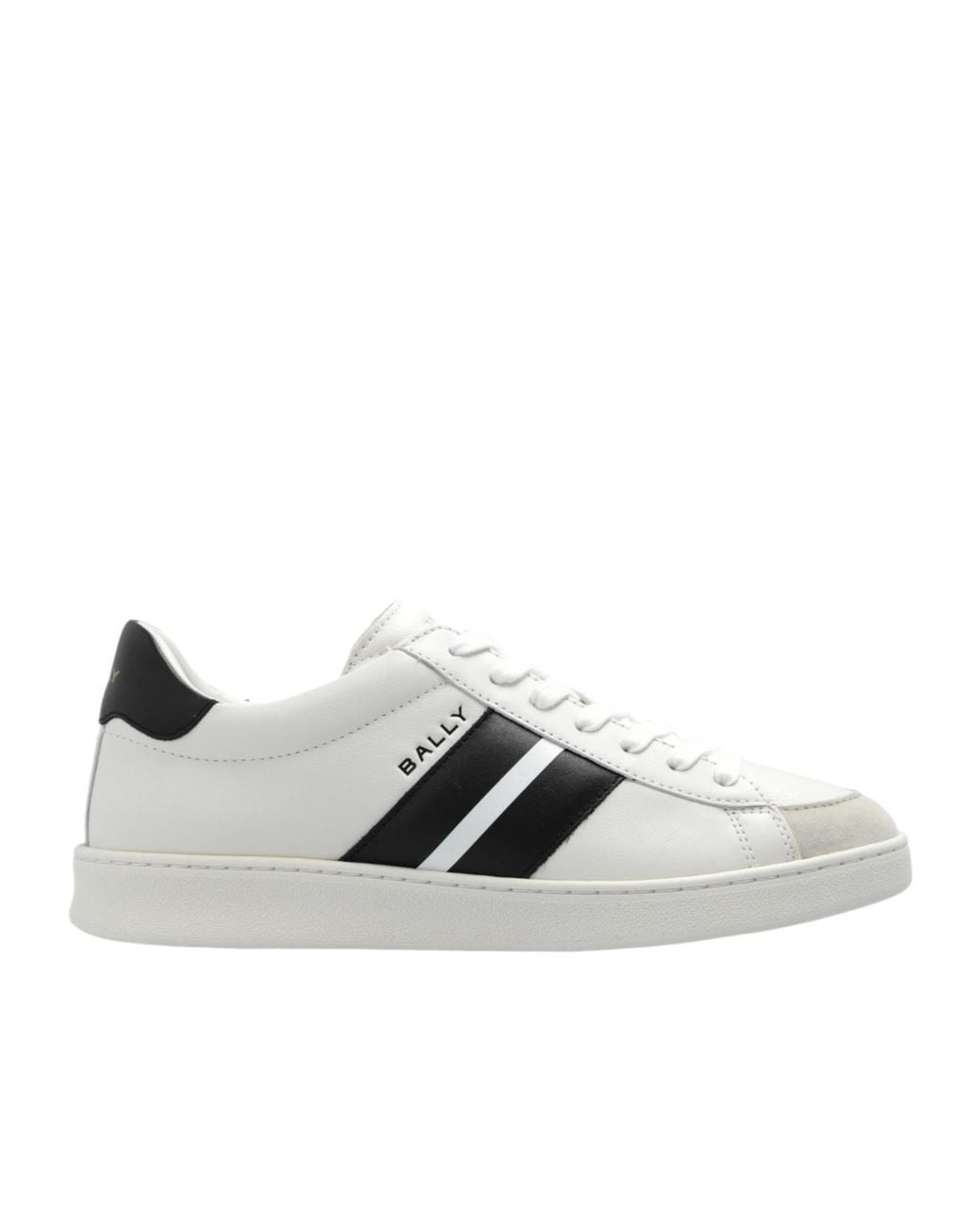 Bally White Round Toe Lace-Up Sneakers