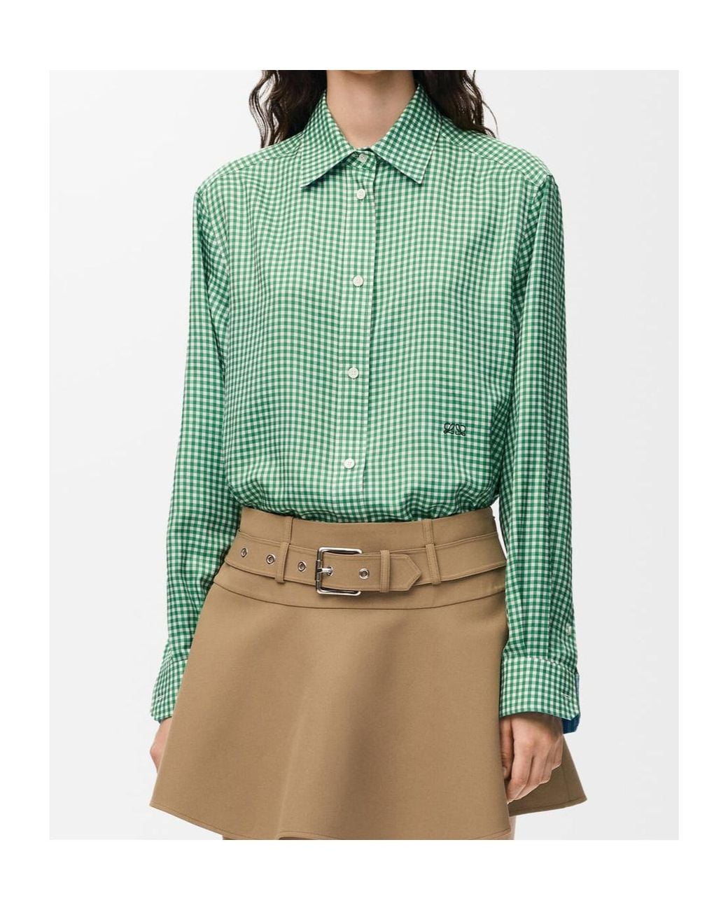Loewe Green Long Sleeve Checked Shirt