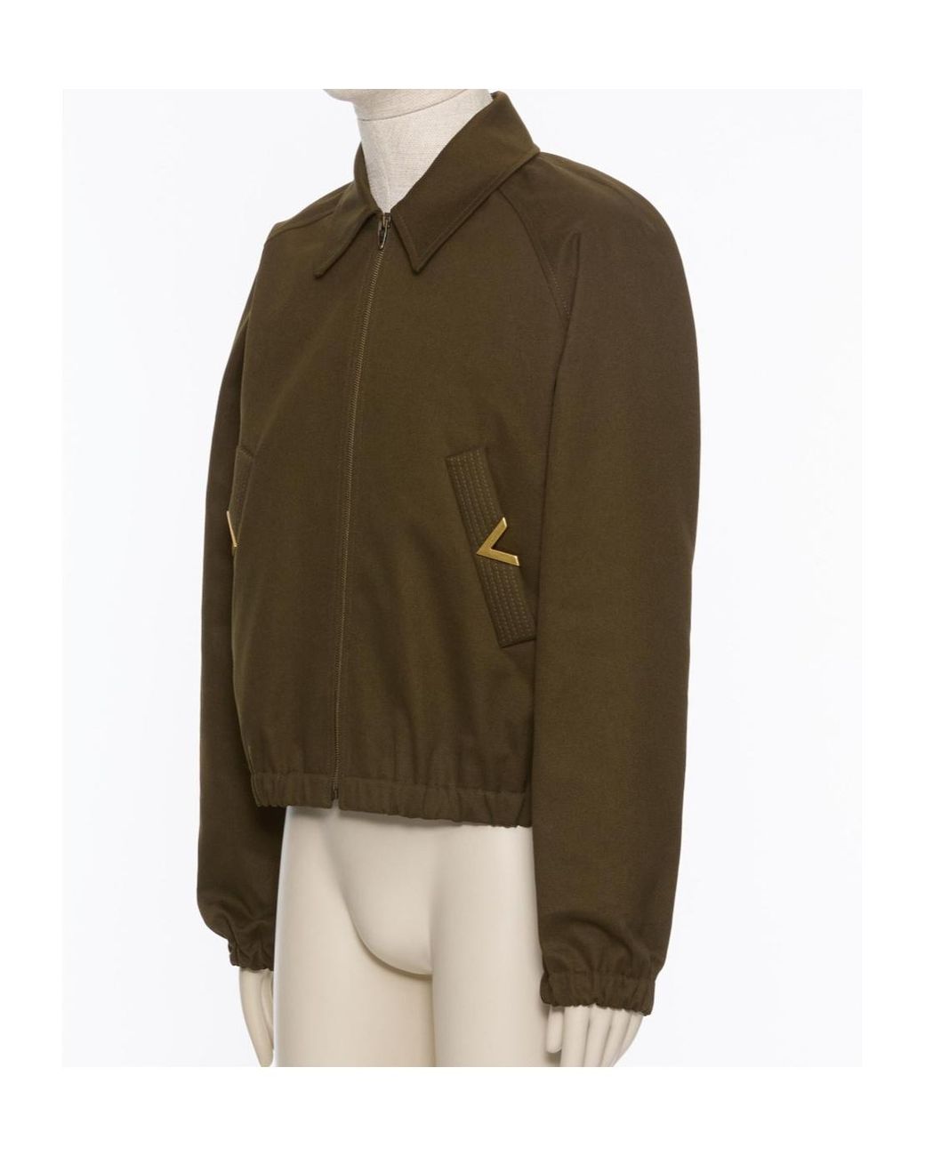 Valentino Green Logo Plaque Zip-Up Jacket for men