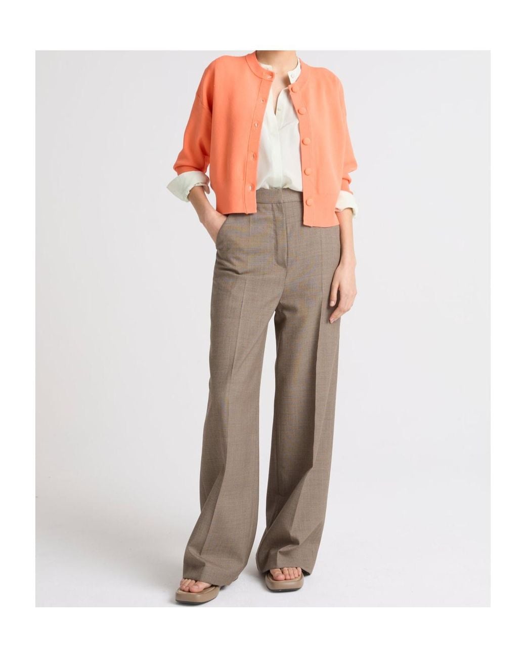 Yves Salomon Orange Cropped Cardigan