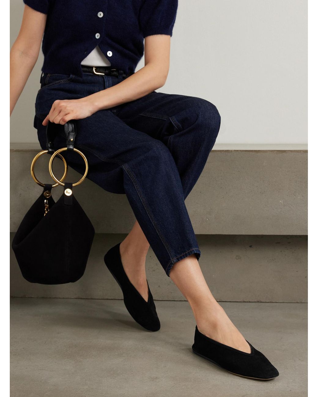 Le Monde Beryl Black Luna Suede Ballet Flats