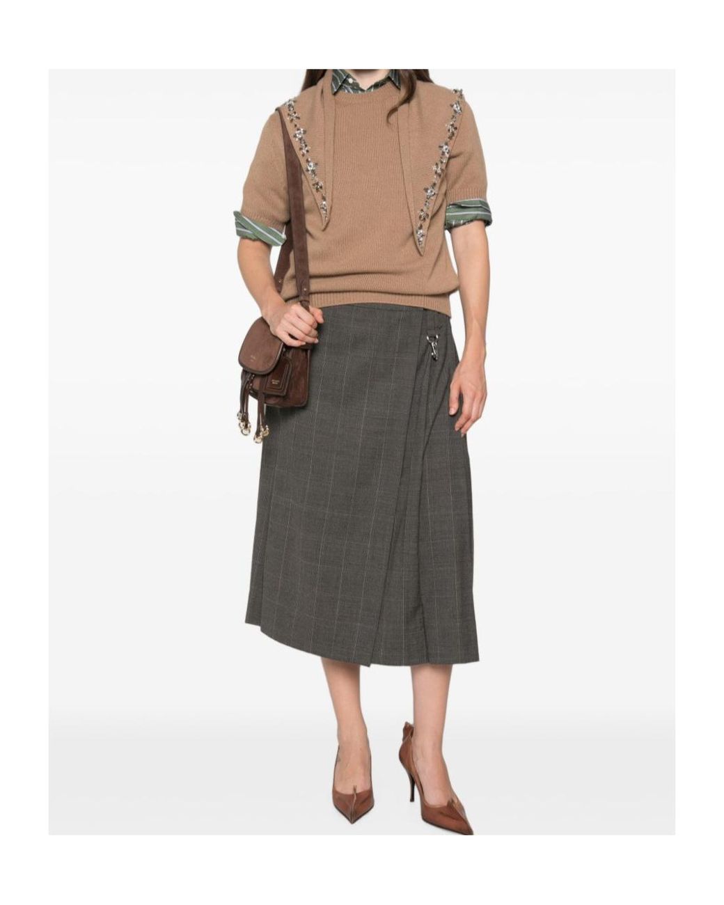 Prada Brown Embellished Knitted Jumper