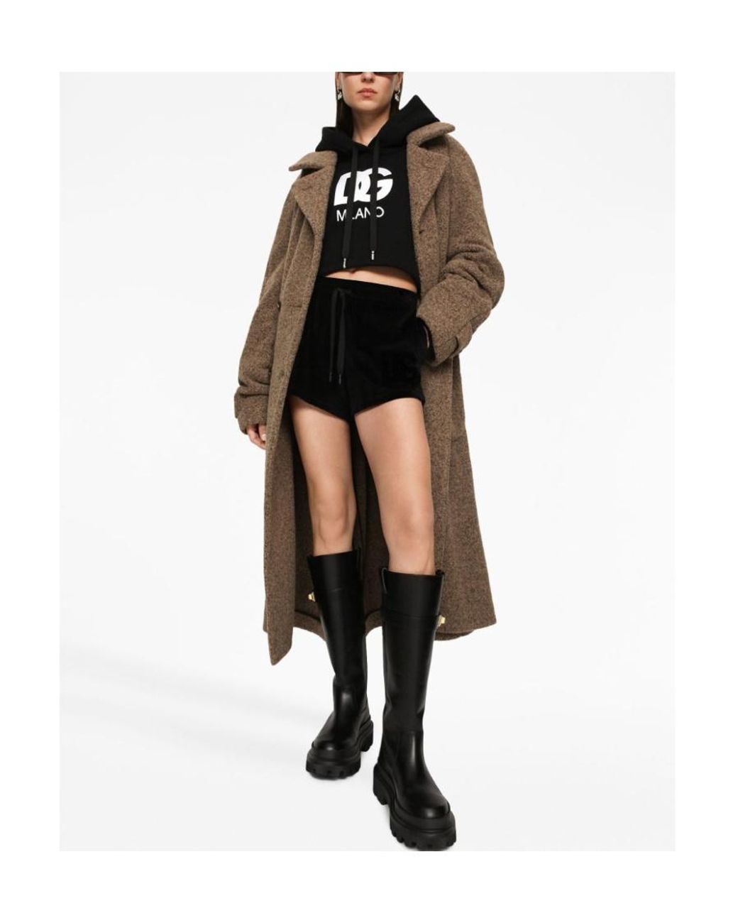 Dolce & Gabbana Brown Double-Breasted Mid-Length Coat