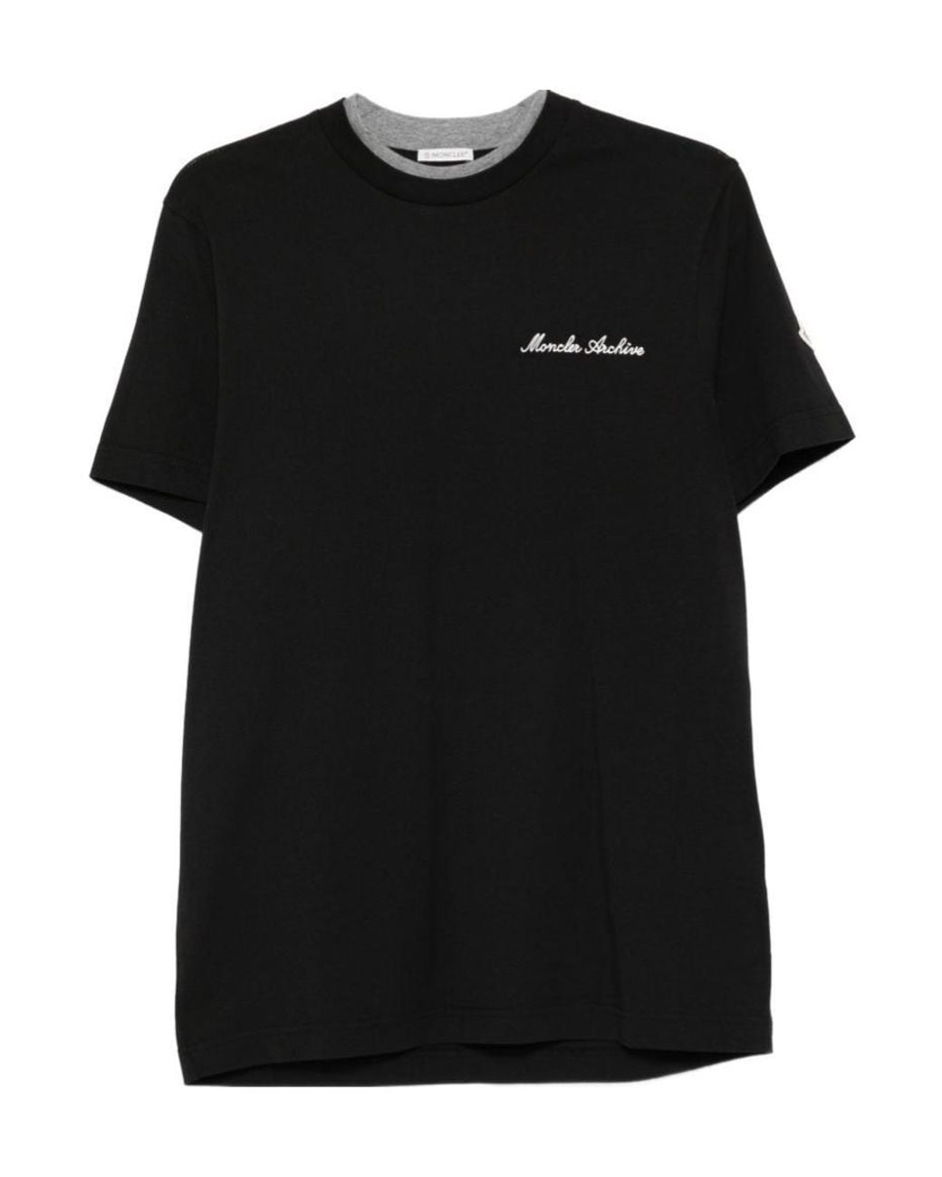 Moncler Black Logo Embroidered Crewneck T-Shirt for men