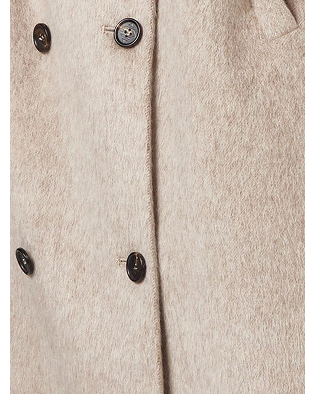 GIUSEPPE DI MORABITO Natural Double-Breasted High Neck Coat