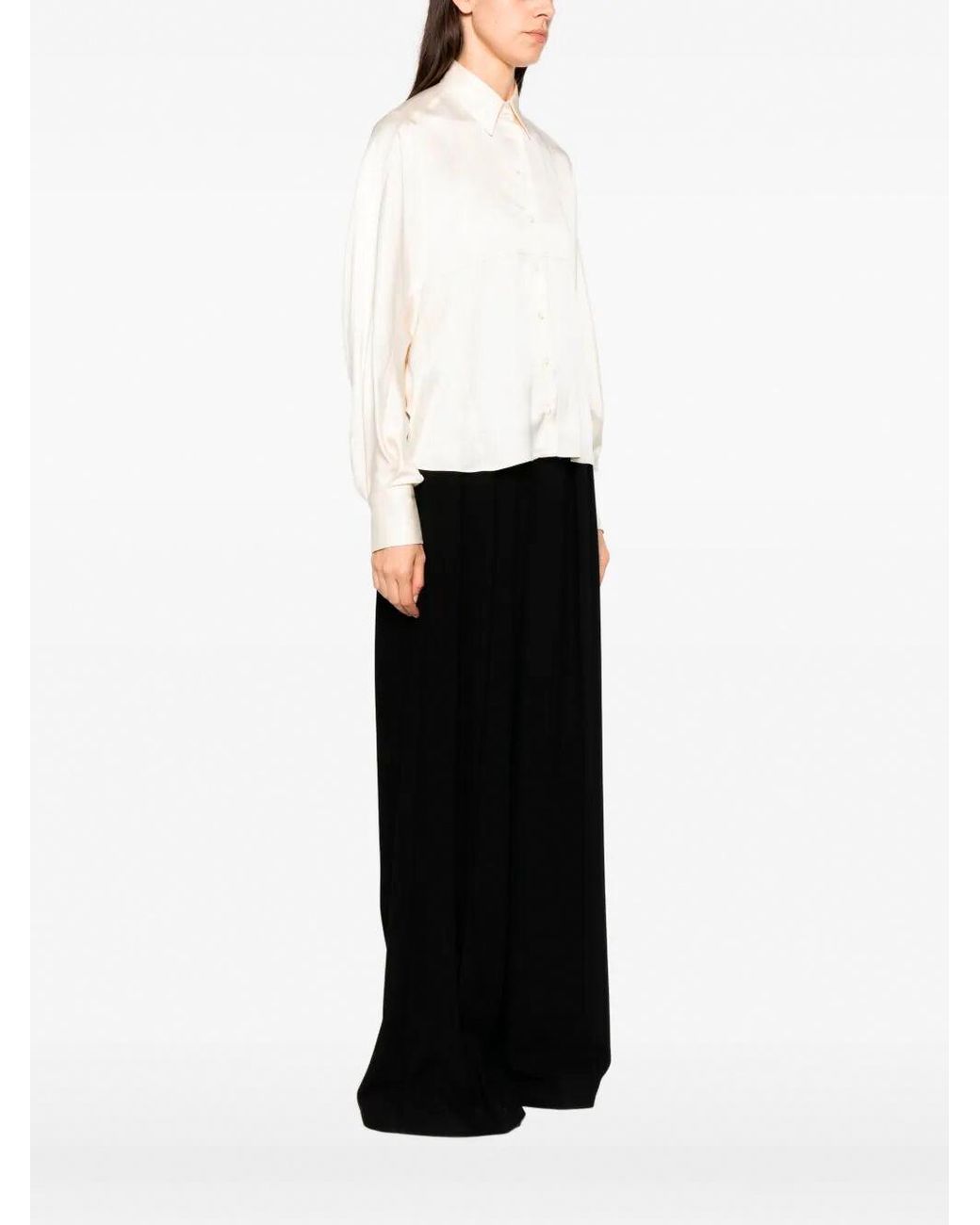 Brunello Cucinelli White Boxy Silk Shirt