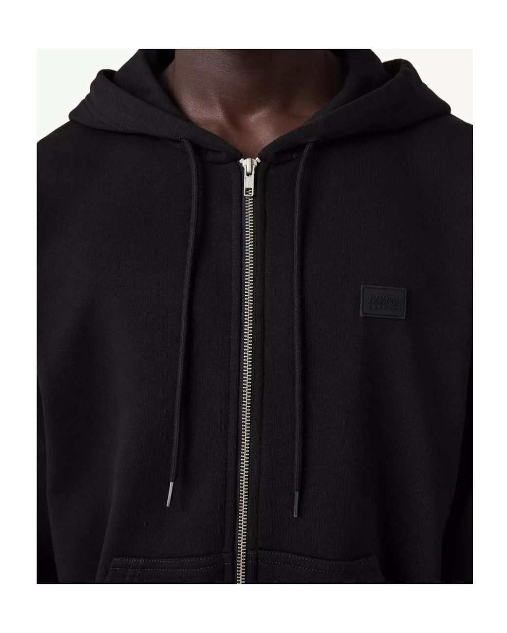 MM6 by Maison Margiela Black Logo-Patch Zip-Up Hoodie for men