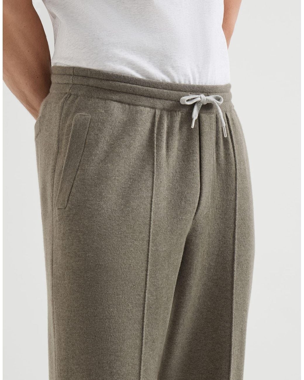 Brunello Cucinelli Gray Drawstring Straight Leg Pants for men