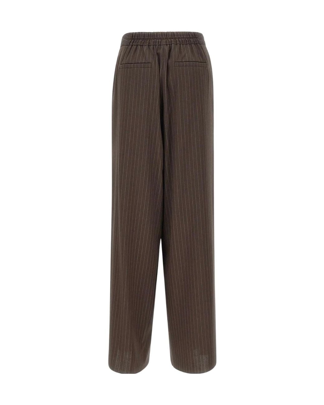 Marella Brown Maggio Pinstriped Palazzo Pants