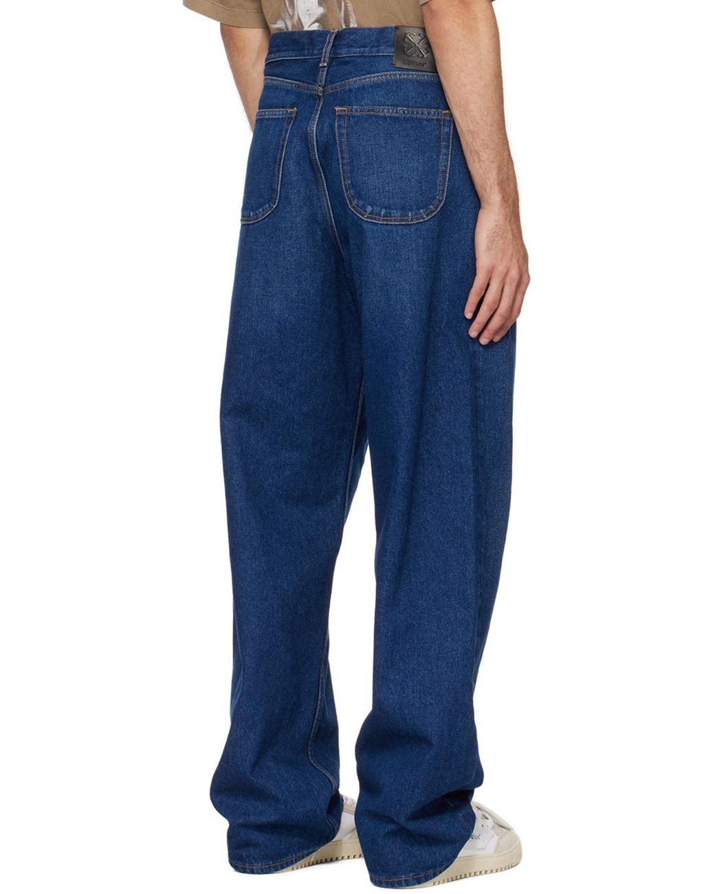 Off-White c/o Virgil Abloh Blue Logo Patch Wide Leg Jeans for men