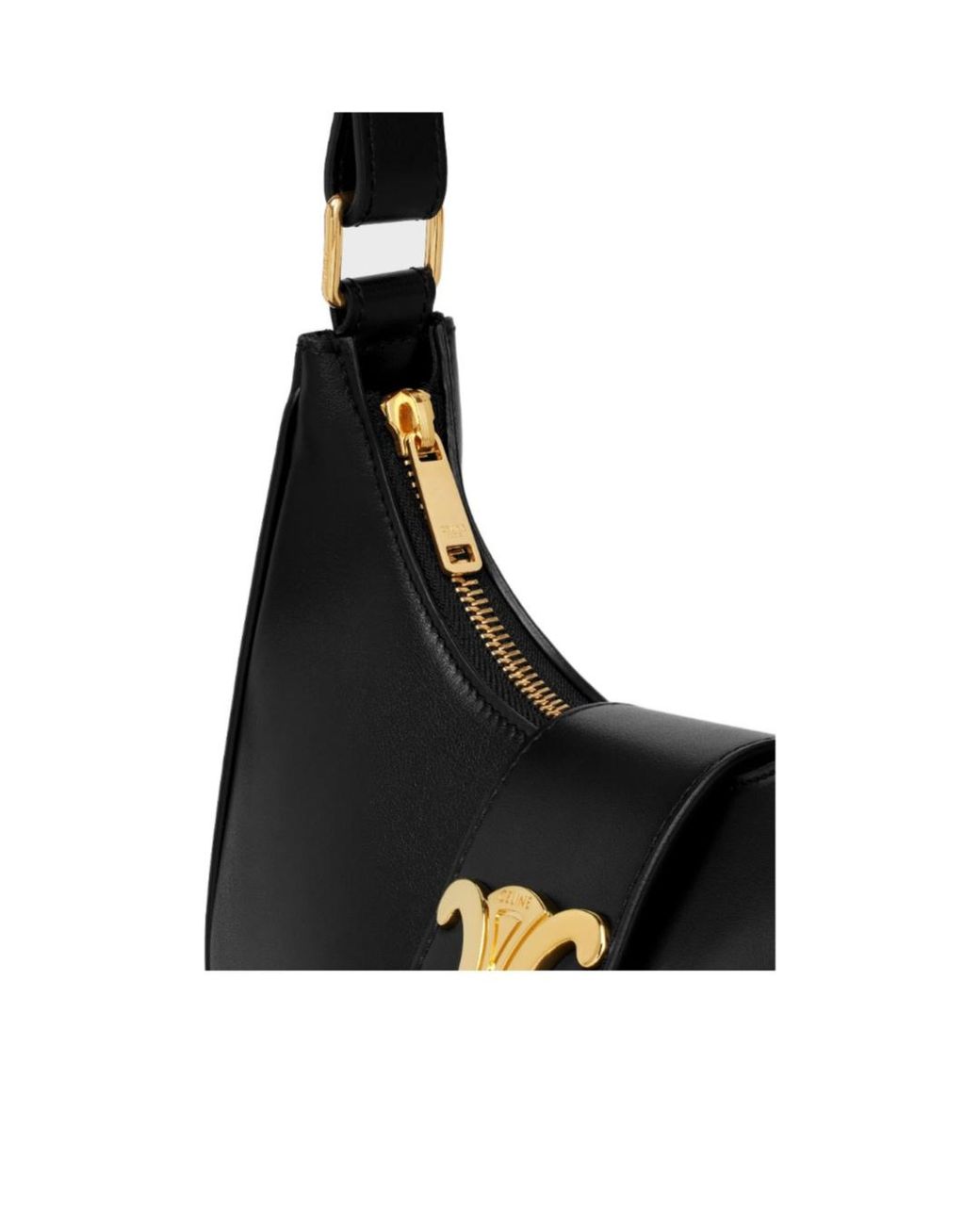 Céline Black Ava Triomphe Medium Leather Shoulder Bag
