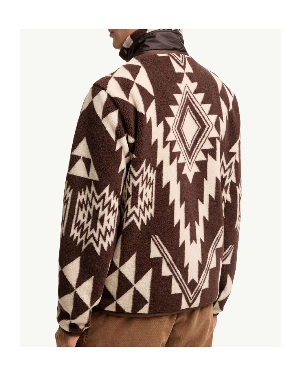 Moncler Brown Geometric Teddy Zip-Up Hoodie for men
