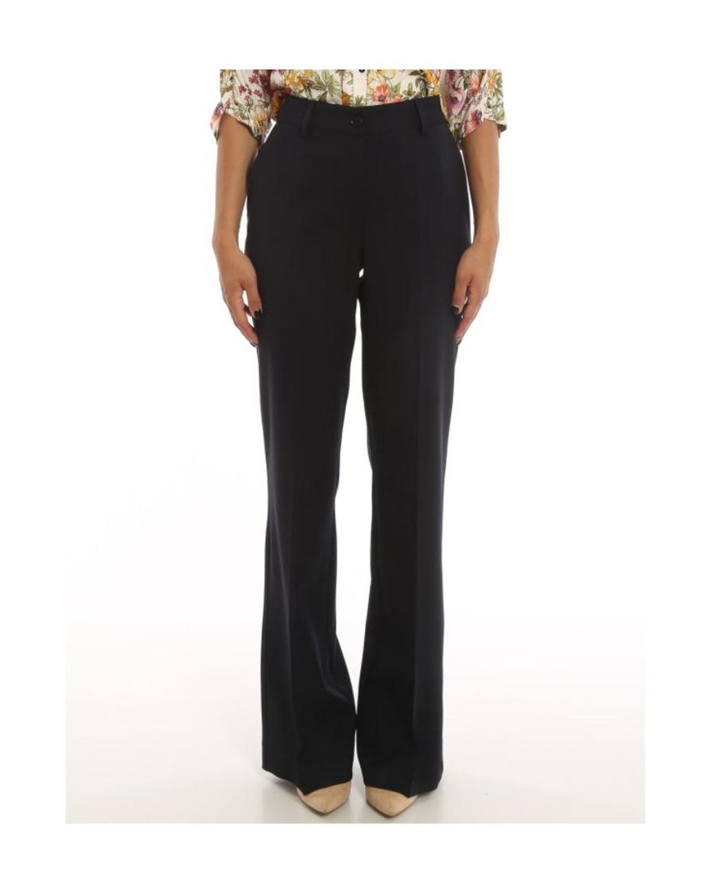 P.A.R.O.S.H. Blue Flared High-Waisted Trousers