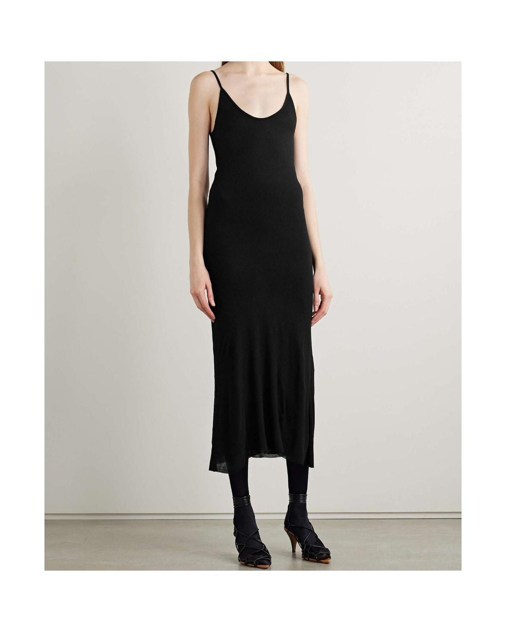 Khaite Black Round-Neck Jersey Dress